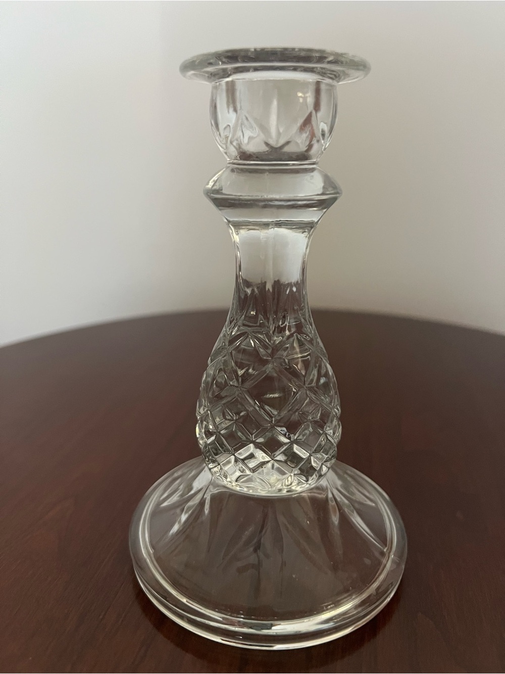 Vintage Clear Cut Glass Crystal Candle Holder